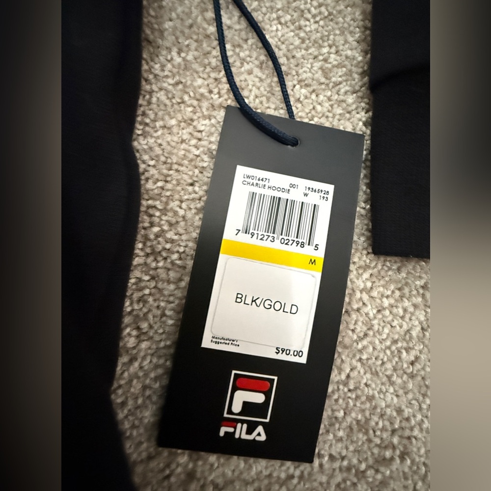 Fila & Saks Fifth Avenue Collab - Black and Gold Hoodie - size Medium - NWT - Picture 3 of 10